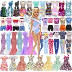 Miunana 18 Doll Clothes Include Fashion Sequin Dress Floral Dress Tops Pants Shorts Swimsuit Party Dresses Wings Costume for 11.5 inch Girl Dolls Random Style Xmas Gifts