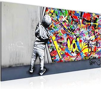 Runa Art Tableau Decoration Murale Behind the curtain 1 Partie Moderne Toile non tissée Salon Salle Street Art Graffiti 043512a
