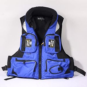 Sea Fishing Life Jacket Rock Fishing Adult Fishing Vest Multi-Function Removable Portable Swimming Large Buoyancy XXL Blue