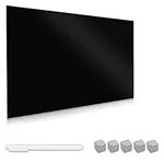 Navaris Magnetic Glass Board Black - 60 x 40 cm Dry Wipe Writing Memo Notice Whiteboard for Wall, Kitchen, Office - Includes Marker and Magnets