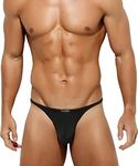 Casey Kevin Men's Sexy Low Rise G-Strings Thongs Tagless Bikini Underwear,Black-2111,L