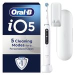Oral-B iO5 Electric Toothbrushes For Adults,1 Toothbrush Head & Travel Case, 5 Modes With Teeth Whitening, UK 2 Pin Plug, White