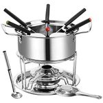 Okllen Stainless Steel Fondue Pot Set with Forks, Candy Melting Pot Fondue Set, Cheese Fondue Pot for Chocolate, Sauces, Ice Cream, Temperature Control