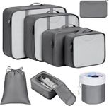 DIMJ 8 Pack Packing Cubes for Suitcase, Luggage Organiser Bags, Suitcase Organiser Bags, Travel Bags Organiser for Clothes, Shoes, Cosmetics, Toiletries (Grey)