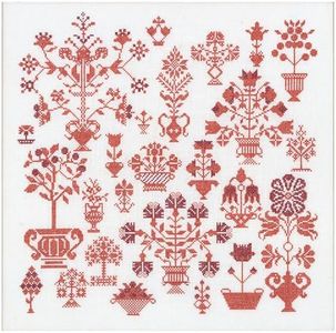 Thea Gouverneur - Counted Cross Stitch Kit - Antique Flower Sampler - Aida - 18 Count - Embroidery Kit for Adults - DMC Embroidery Threads and Other Cross Stitch Supplies Included - 2092A