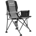 XGEAR Camping Chair High Back Folding Chair Hard Armrest Portable Chair Cup Holder Storage Pockets Carry Bag Included, Support 300 lbs (Cool Grey)