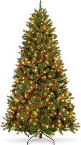 Best Choice Products 12ft Pre-Lit Pre-Decorated Spruce Hinged Artificial Christmas Tree w/ 4,188 Tips, Pinecones, Berries, 1,300 Lights, Metal Base
