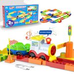 Mirana Block Rider Toy Train Set with Colorful & Multiple Track Layout, USB Rechargeable Type-C Engine, Various Sound Modes - Vande Bharat, Rajdhani, Delhi Metro, Kids 2-8 Years (Medium - 82 Pcs)