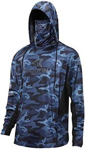 KOOFIN GEAR Performance Hooded Fishing Shirt Long Sleeve Hoodie Sun Protection, Navy Camo, Large