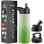 Triple Insulated Stainless Steel Water Bottle with Straw Lid - Flip Top Lid - Wide Mouth Cap (750 ML) Insulated Water Bottles, Keeps Hot and Cold - Great for Hiking & Biking (Dreamy Green)