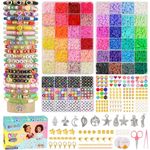 12000Pcs Clay Beads Making Kit,64 Colors 3 Boxes Polymer Clay Friendship Bracelet Beads Jewelry Making Kit, Heishi Beads Set for Bracelet Necklace DIY Crafts Gift for Girls（48 colors)