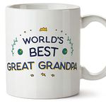 MUGFFINS Great Grandfather/Great Grandpa Mug - in English - World's Best - Funny Gift - Ceramic 11oz Mug