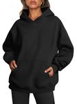 Baonmy Hoodies for Women Oversized Fleece Hooded Sweaters Long Sleeve Sweatshirt with Pocket Fall Clothes Black