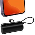 Small Power Bank 5000mAh, Portable Charger Built in Cables and Cell Phone Holder, Fast Charging Battery Pack Powerbank for iPhones, iPad, Samsung and More Android Phones Tablets Series