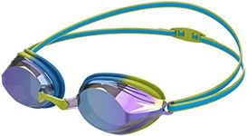 Speedo Junior Vengeance Swimming Goggles | Competitive | Racing | Training | Anti-Fog | Anti-Leak, Green/Blue, One Size