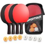 Sportout Table Tennis Bats, Portable Table Tennis Set, Ping Pong Bats for Outdoor Indoor Table Tennis Table with 3-Star Ping Pong Balls, High-Performance Paddle, Compact Storage Case