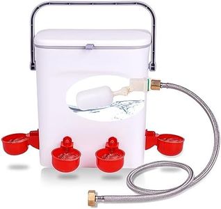ZHEQOGZH Automatic Chicken Waterer with Float Valve Kit Hose Attachment and 4 Poultry Water Cups, Duck Chicken Water Feeder Poultry Waterer Chicken Coop Water Dispenser (2 Gallons)
