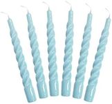 Candles with a Twist®, Made in Italy, 25 Colours Available, Dinner Candles, Twisted Candles Long Burning 5 Hours, Tapered Candles, Lacquered, Unscented Candle Gift Set, 6 pcs. 2.2 x 21cm (Light Blue)