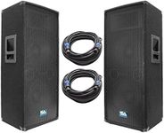 Seismic Audio - SA-122T-PKG23 - Pair of Dual 12 Inch PA/DJ Loudspeakers and 50' Speaker Cables - Dual 12 Inch Club,Party Loud Speakers