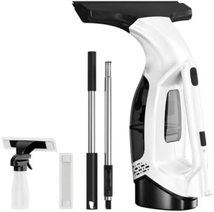 Window Vacuum Squeegee with Extendable Pole 31-40", Electric Cleaner Tool