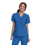 Landau Essentials Relaxed Fit 4-Pocket V-Neck Scrub Top for Women 8219 Royal Blue