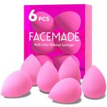 FACEMADE 6 PCS Makeup Sponges Set, Makeup Sponges for Foundation, Latex Free Beauty Sponges, Flawless for Liquid, Cream and Powder, Pink