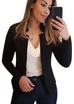 YMING Womens Chic Solid Color Blazer Long Sleeve Casual Jacket Office Business Cardigan BLK S