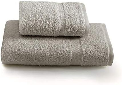 Gabel Set Asciugamano con Ospite, Tinta Unita, 100% Cotone, Grigio, 100 x 60 cm