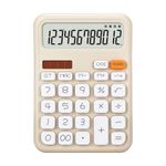 OSALO Desktop Calculator Extra Large LCD Display 12-Digit Big Buttons Accounting Calculators Battery & Solar Powered for Office Business Daily Home (A7 White Small Size)