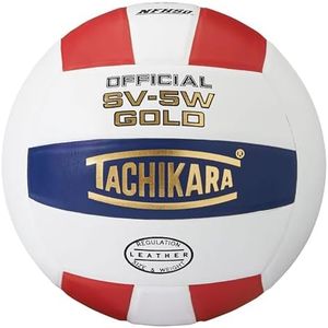 Tachikara SV5W Gold Competition Premium Leather Volleyball (Scarlet/White/Navy)
