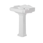 Milano Windsor - White Traditional 590mm x 495mm Full Pedestal Bathroom Basin Sink - 2 Tap Hole