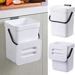 Awekliy Compost Bin for Kitchen Counter, Hanging Small Trash Can Under Sink,1.3 Gallon Mountable Compost Bucket,Scraps Bucket Trash Pail with Airtight Lid. No Odor,for Cabinet/Bathroom (White)