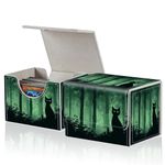 ACWDMKH for MTG Commander Deck Box,Card Deck Box for Trading Card Yugioh MTG Cards,Fits 100 Double Sleeved Cards,PU Leather Magnet TCG MTG Deck Case for Magic Commander Deck Box,Black Green Cat