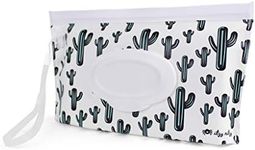 Itzy Ritzy Travel Wipes Case - Reusable Wipe Pouch – Take & Travel Pouch Holds Up To 30 Wet Wipes, Includes Silicone Wristlet Strap, Cactus