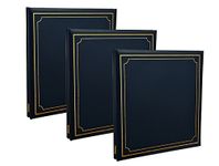 ARPAN 3 x Extra-Large 32x26cm Self Adhesive Photo Album Totaling 72/Sheets 144/Sides Leather Look Padded Cover Post Bound (Blue)