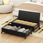 Fokyfok 2 pack Under the Bed Storage Containers,36" Underbed Storage with Wheels,Under Bed Shoe Storage,Under Bed Rolling Storage,Large Under Bed Storage,Underbed Drawers,Underbed Storage with Lid
