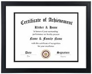 ELSKER&HOME 11x14 Diploma Frame, 8.5x11 Certificate&Document with Mat or 11x14 Inch Without Mat, Black Frames, Display Degree or Award Frames (Double Mat, White with Black Rim, 1 Pack)