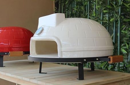 Outdoor camping pizza oven, camping charcoal grill, pizza oven, 21-inch ceramic oven (White)