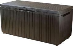 Keter Cushion Box, Rainproof, Balcony Springwood Cushion Storage Box, Brown, 123 x 53.5 x 57 cm, 305 L, 17202488