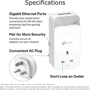 TP-Link Powerline Adapter 2-Pack – 2400 Mbps Ethernet Extender