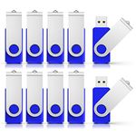 RAOYI 10pcs 2GB USB 2.0 Flash Drive Memory Stick Thumb Drive Pen Drive Swivel Design Jump Drive Blue