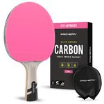 PRO-SPIN Ping Pong Paddles – ITTF Approved Professional Table Tennis Rackets with Carbon Fiber for Superior Control | 7-Ply Blade, Premium Rubber, 2.0mm Sponge, Pink 1-Pack
