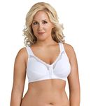 EXQUISITE FORM Womens Front Close Cotton Posture Wirefree with Lace Bra, White, 44C US