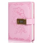 Diary with Lock, Vintage Lock Journal for Women and Girls, Hardcover Leather Journal for Gift, Refillable Lined Journal Notebook,5.2"x 7.3", （Pink）