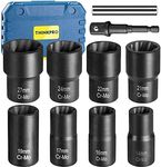 Thinkpro Lug Nut Removal Tool,10 Piece Lug Nut Extractor Set 1/2 Inch Drive, Easy Out Lug Nut remover for Damaged, Frozen, Studs, Rusted, Rounded-Off Bolts & Nuts Screws