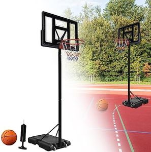HENGMEI Panier de basket-ball d'extérieur de 3,05 m - Équipement de jeu d'intérieur - Réglable en hauteur - Avec roulettes - Avec support - Pour enfants et adultes - Noir