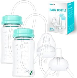 Skywin Self Feeding Baby Bottle 8oz Bottle Holder for Baby - 2 Pack Baby Bottle with Straw, Anti Colic, for Convenient Feeding (Green)