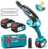SEESII 8 Pouces Mini Tronçonneuse à Batterie 2x4000mAh, Tronçonneuse Électrique sans Fil avec Injecteur de Lubrifiant et Chaîne de Remplacement, Mini Scie à Chaîne Électrique pour Jardin, CH820+