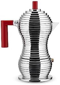 Alessi MDL02/3 R Pulcina Stove Top Espresso 3 Cup Coffee Maker in Aluminum Casting Handle And Knob in Pa, Red