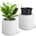 STMHOM 14 Inch Tall Round Planters Set of 2 with a Water Level Monitor, Self Watering Pots for Indoor and Outdoor Plants, Flower Pots for Living Room, Bedroom Office, Patio, Porch, Garden, White